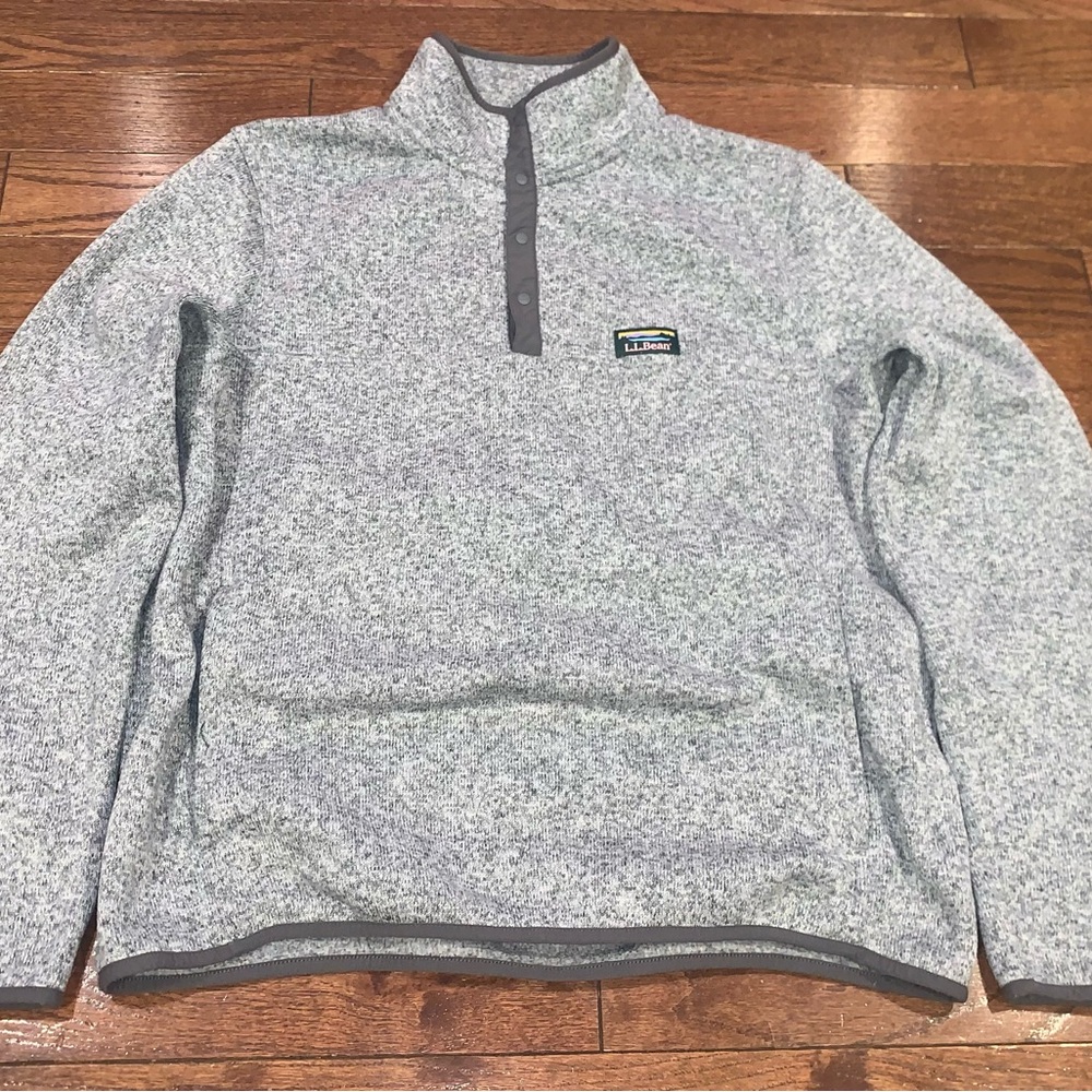L.L. Bean Heather Gray Snap Button Pullover Fleec… - image 2